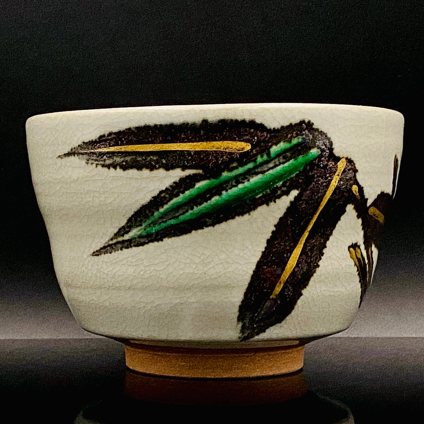 福田力三郎（Fukuda Rikisaburo）作品 铁绘加彩笹之图 茶碗 至高加冰威士忌杯 #179
