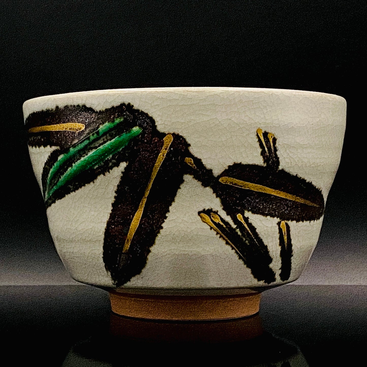 福田力三郎（Fukuda Rikisaburo）作品 铁绘加彩笹之图 茶碗 至高加冰威士忌杯 #179