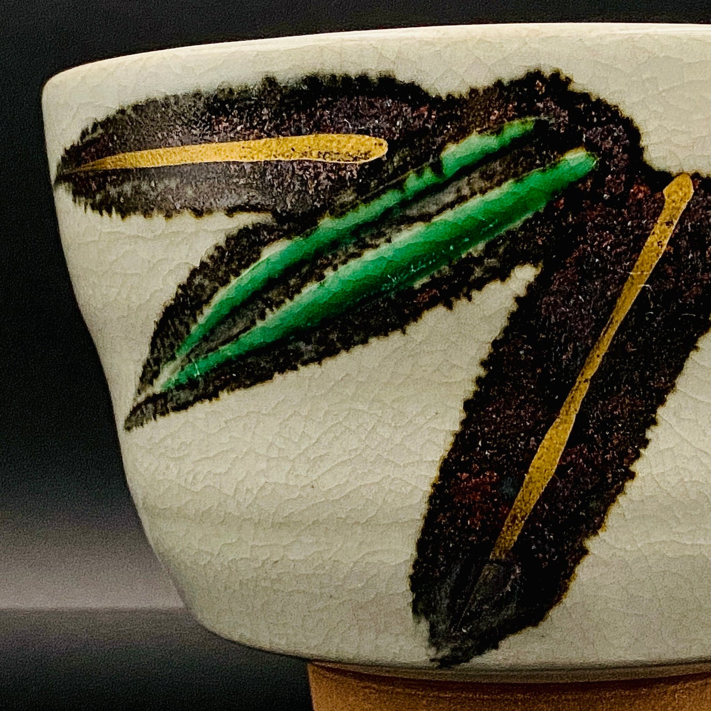 福田力三郎（Fukuda Rikisaburo）作品 铁绘加彩笹之图 茶碗 至高加冰威士忌杯 #179