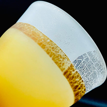 Aomori Prefecture Art and Culture Award Recipient, Tsugaru Vidro, Hokuyo Glass, Kaoru Okawa: Frosted Amber Glass Footed Cup with Silver-Tone and Brown-Tone Foil #479