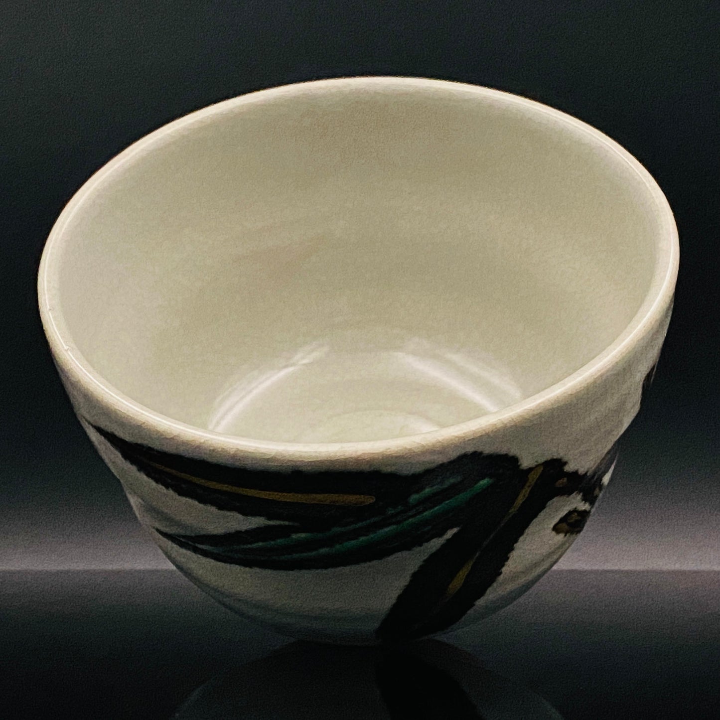 福田力三郎（Fukuda Rikisaburo）作品 铁绘加彩笹之图 茶碗 至高加冰威士忌杯 #179
