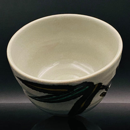 福田力三郎（Fukuda Rikisaburo）作品 铁绘加彩笹之图 茶碗 至高加冰威士忌杯 #179