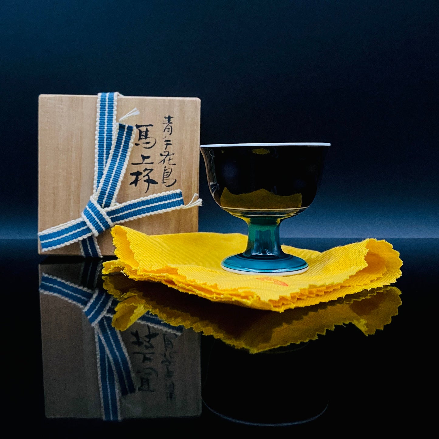 三代 三井为吉（Mitsui Tamekichi）作品 彩绘花鸟纹 洋酒品鉴酒具 九谷烧 彩绘马上杯 #180