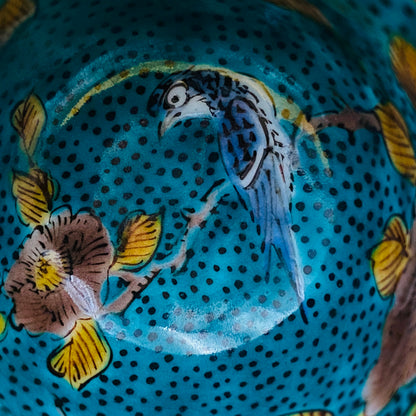 三代 三井为吉（Mitsui Tamekichi）作品 彩绘花鸟纹 洋酒品鉴酒具 九谷烧 彩绘马上杯 #180