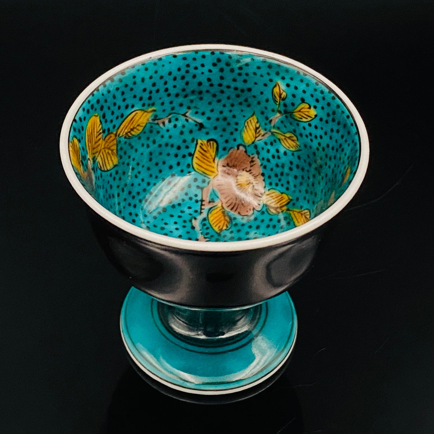 三代 三井为吉（Mitsui Tamekichi）作品 彩绘花鸟纹 洋酒品鉴酒具 九谷烧 彩绘马上杯 #180