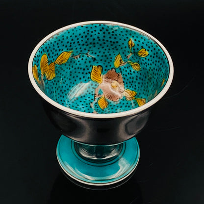 三代 三井为吉（Mitsui Tamekichi）作品 彩绘花鸟纹 洋酒品鉴酒具 九谷烧 彩绘马上杯 #180