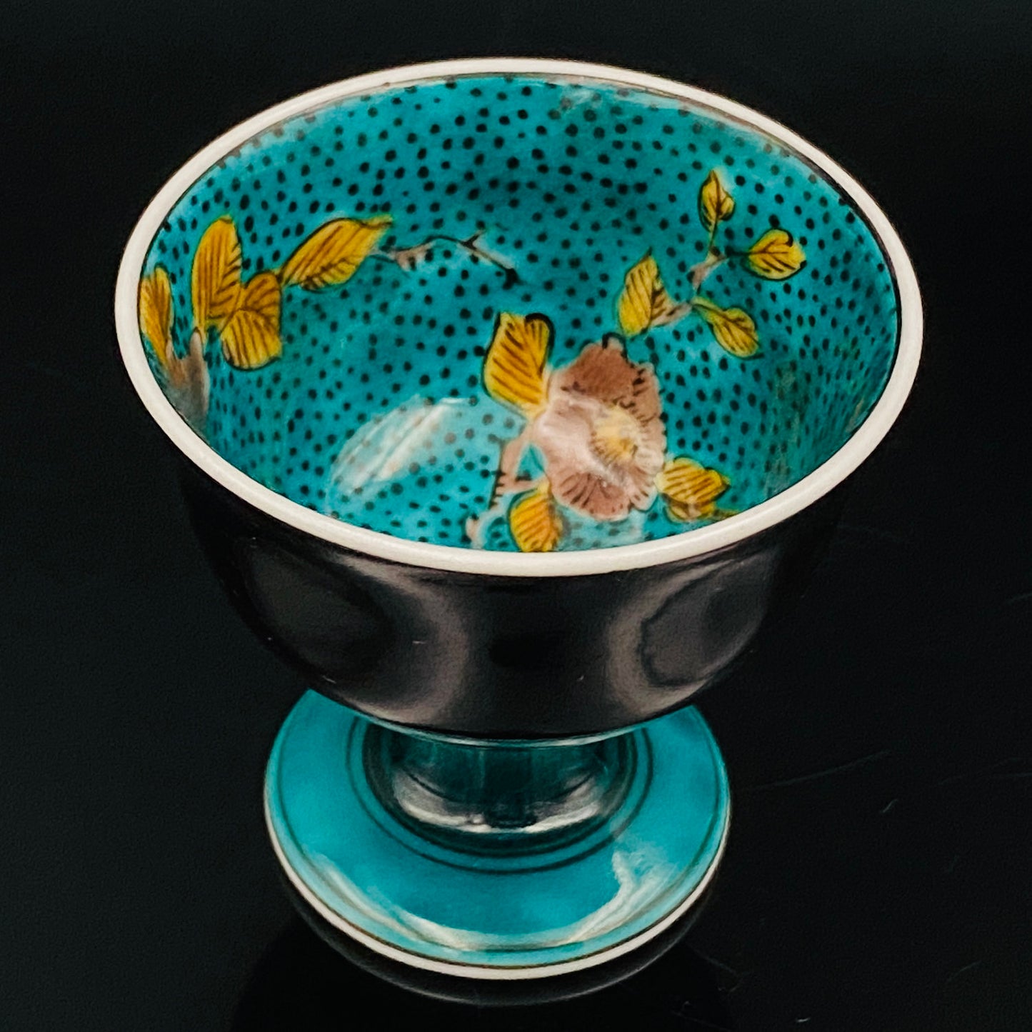 三代 三井为吉（Mitsui Tamekichi）作品 彩绘花鸟纹 洋酒品鉴酒具 九谷烧 彩绘马上杯 #180