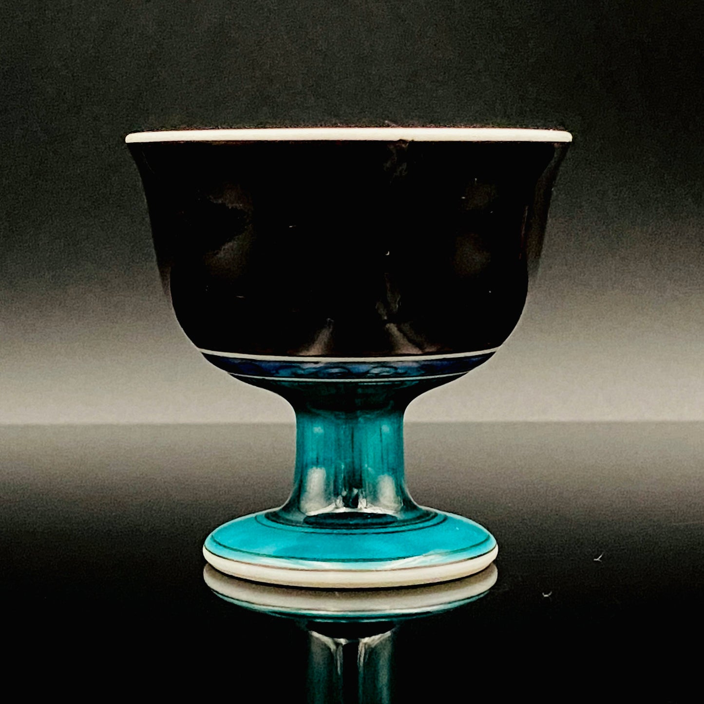 三代 三井为吉（Mitsui Tamekichi）作品 彩绘花鸟纹 洋酒品鉴酒具 九谷烧 彩绘马上杯 #180