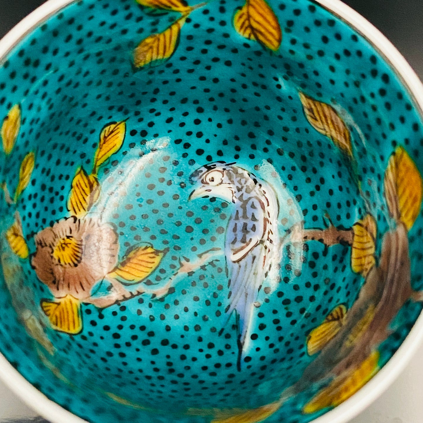 三代 三井为吉（Mitsui Tamekichi）作品 彩绘花鸟纹 洋酒品鉴酒具 九谷烧 彩绘马上杯 #180