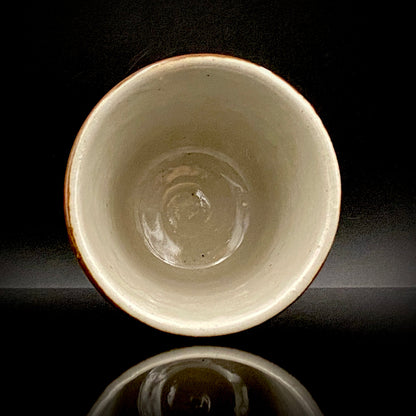 Third Generation of the Mashiko Kiln, Grandson of Ichirō Kimura: Sakazuki Sake Cup by Mitsuyoshi Kimura, Red-Brown Glaze with White and Blue Mottled Pattern, Japanese-Style Shot Glass, Artist with Permanent Display at Matsuzakaya Ginza #475
