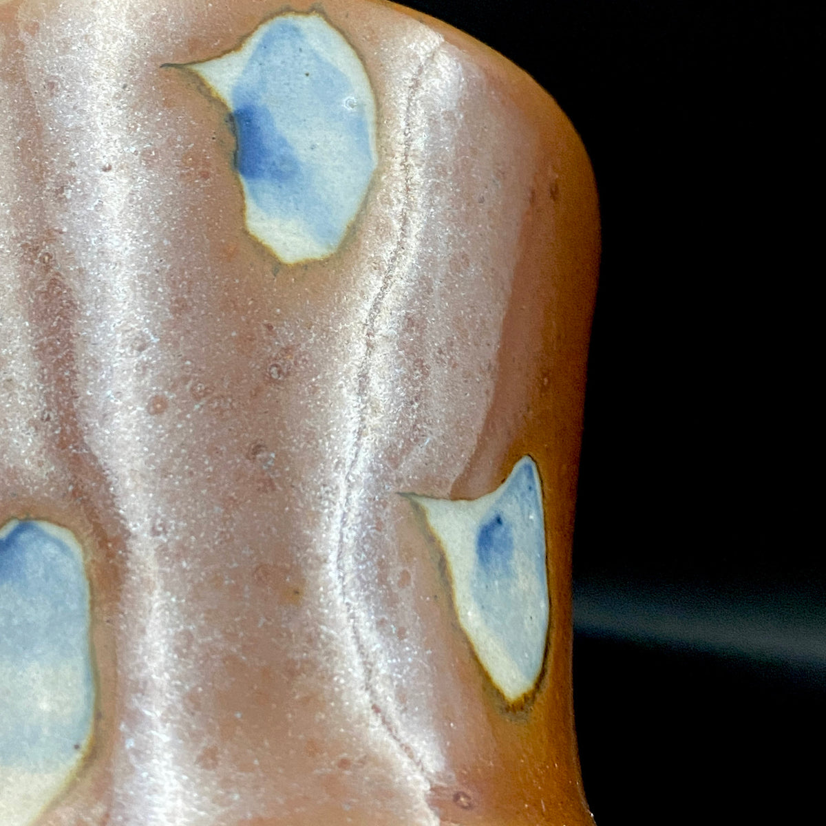 Third Generation of the Mashiko Kiln, Grandson of Ichirō Kimura: Sakazuki Sake Cup by Mitsuyoshi Kimura, Red-Brown Glaze with White and Blue Mottled Pattern, Japanese-Style Shot Glass, Artist with Permanent Display at Matsuzakaya Ginza #475