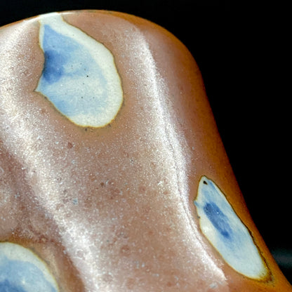 Third Generation of the Mashiko Kiln, Grandson of Ichirō Kimura: Sakazuki Sake Cup by Mitsuyoshi Kimura, Red-Brown Glaze with White and Blue Mottled Pattern, Japanese-Style Shot Glass, Artist with Permanent Display at Matsuzakaya Ginza #475