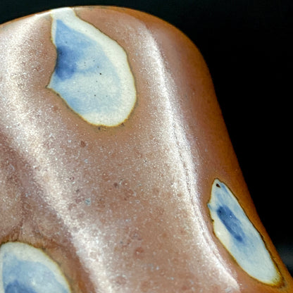 Third Generation of the Mashiko Kiln, Grandson of Ichirō Kimura: Sakazuki Sake Cup by Mitsuyoshi Kimura, Red-Brown Glaze with White and Blue Mottled Pattern, Japanese-Style Shot Glass, Artist with Permanent Display at Matsuzakaya Ginza #475
