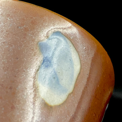 Third Generation of the Mashiko Kiln, Grandson of Ichirō Kimura: Sakazuki Sake Cup by Mitsuyoshi Kimura, Red-Brown Glaze with White and Blue Mottled Pattern, Japanese-Style Shot Glass, Artist with Permanent Display at Matsuzakaya Ginza #475