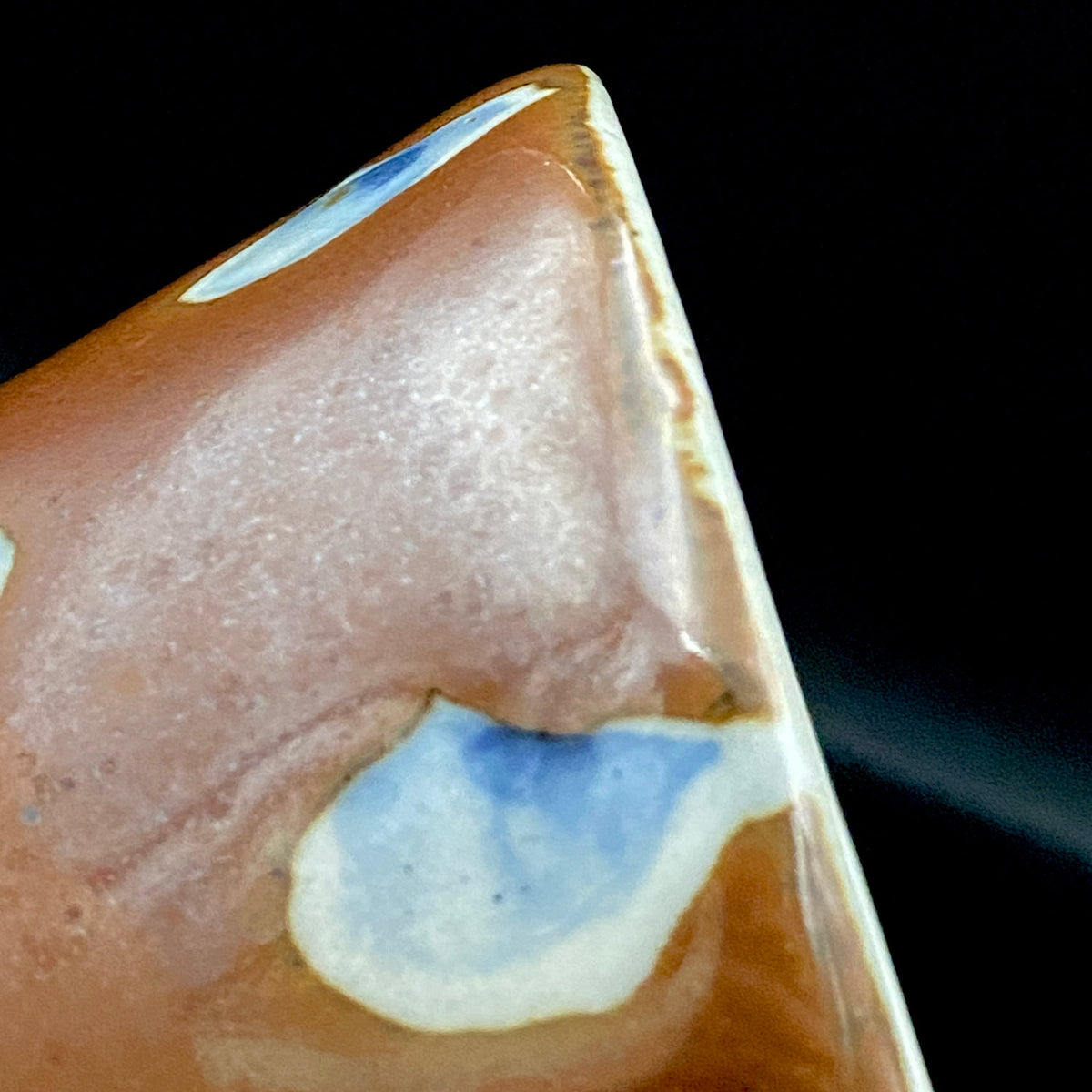 Third Generation of the Mashiko Kiln, Grandson of Ichirō Kimura: Sakazuki Sake Cup by Mitsuyoshi Kimura, Red-Brown Glaze with White and Blue Mottled Pattern, Japanese-Style Shot Glass, Artist with Permanent Display at Matsuzakaya Ginza #475