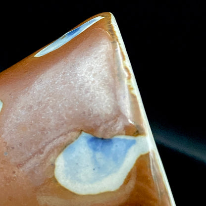 Third Generation of the Mashiko Kiln, Grandson of Ichirō Kimura: Sakazuki Sake Cup by Mitsuyoshi Kimura, Red-Brown Glaze with White and Blue Mottled Pattern, Japanese-Style Shot Glass, Artist with Permanent Display at Matsuzakaya Ginza #475