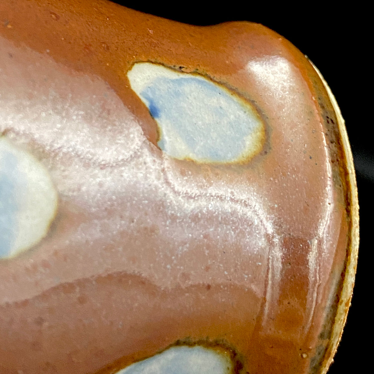 Third Generation of the Mashiko Kiln, Grandson of Ichirō Kimura: Sakazuki Sake Cup by Mitsuyoshi Kimura, Red-Brown Glaze with White and Blue Mottled Pattern, Japanese-Style Shot Glass, Artist with Permanent Display at Matsuzakaya Ginza #475