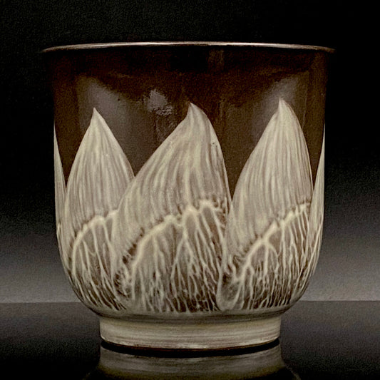 现川烧 十三代 横石卧牛（Yokoishi Gagyu）莲 刷毛打 威士忌加冰杯 #185