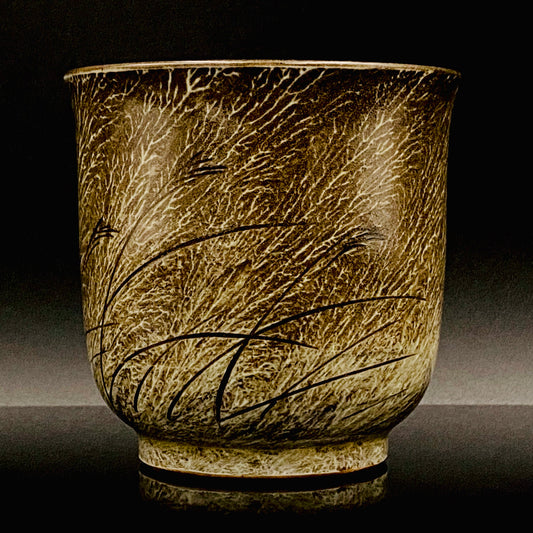 现川烧 十三代 横石卧牛（Yokoishi Gagyu）霙状刷毛 威士忌加冰杯 #184