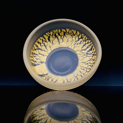 国立工芸館・横浜美術館収蔵作家 藤田 潤 作 手吹 金色箔 艶消し硝子 盃 国際ガラス展・金沢金賞 日本ガラス工芸協会元理事長 #483