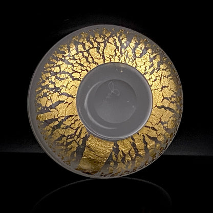 国立工芸館・横浜美術館収蔵作家 藤田 潤 作 手吹 金色箔 艶消し硝子 盃 国際ガラス展・金沢金賞 日本ガラス工芸協会元理事長 #483