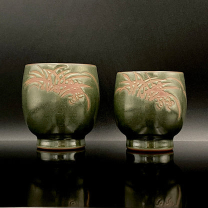 Living National Treasure, Ito Sekisui V, Sado Mumyoi-yaki, Yohen Guinomi Sake Cups (Set of 2) #189
