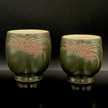 Living National Treasure, Ito Sekisui V, Sado Mumyoi-yaki, Yohen Guinomi Sake Cups (Set of 2) #189