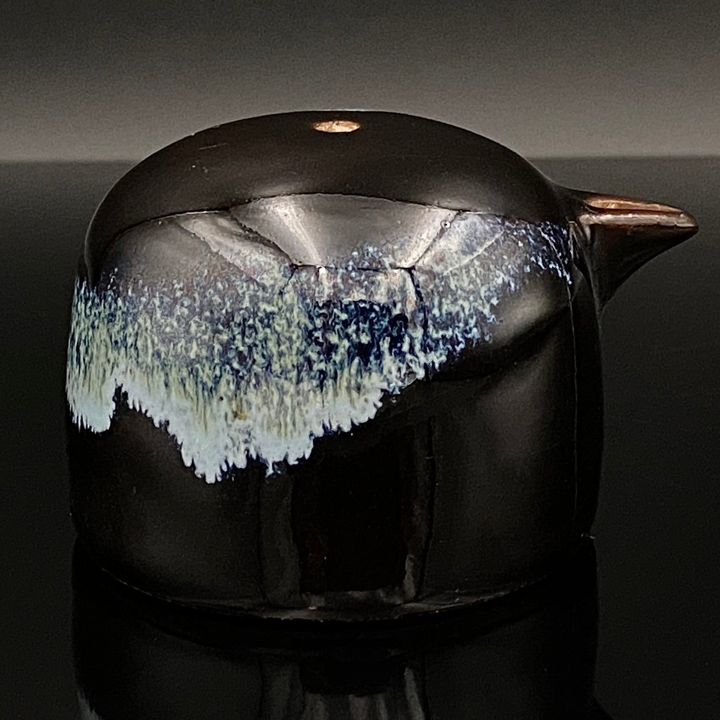 内閣総理大臣賞受賞作家 平安 宋丘 三代目 (久保 義蔵) 作 天目窯変 水滴 ウォータードロッパー ウィスキードロッパー #191