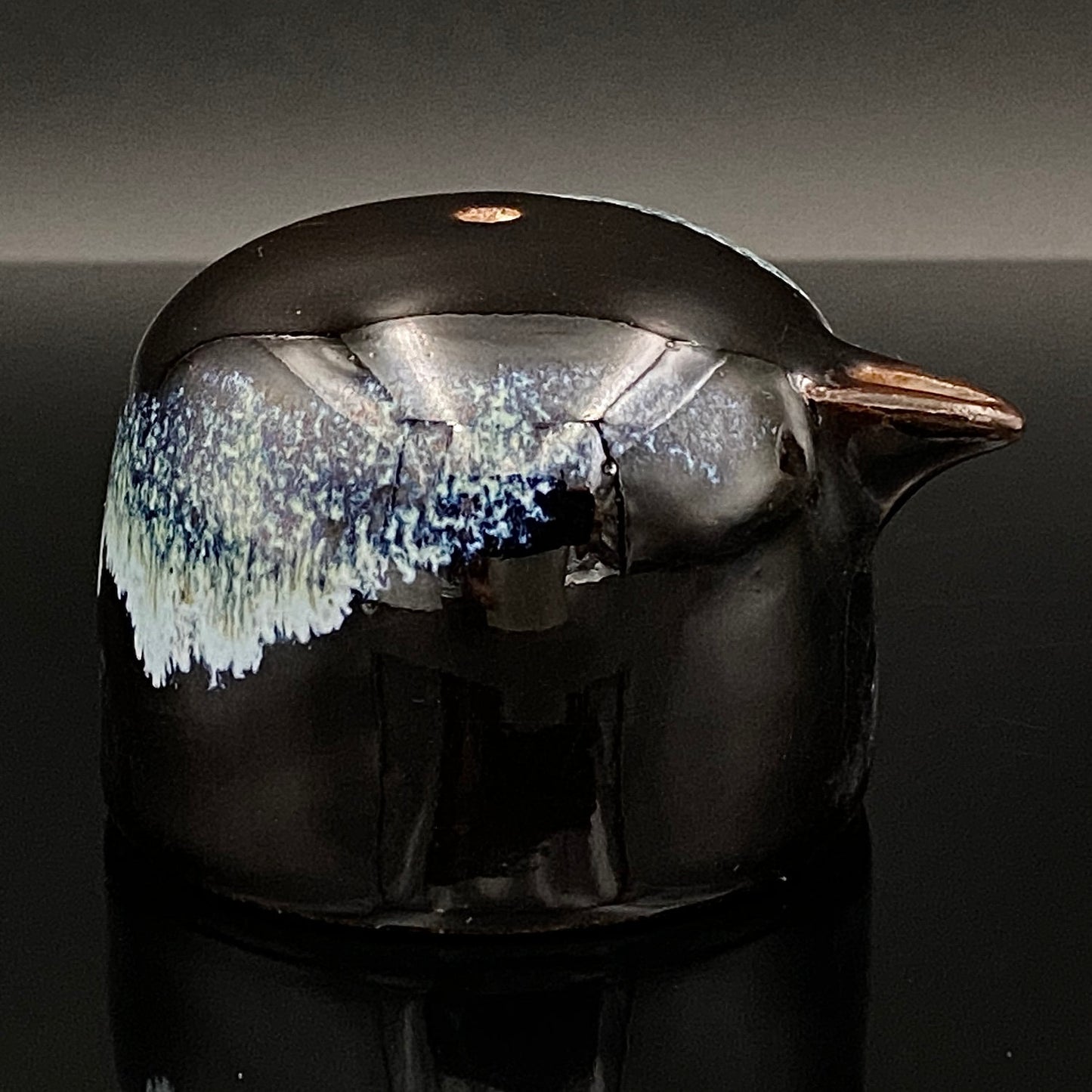 内閣総理大臣賞受賞作家 平安 宋丘 三代目 (久保 義蔵) 作 天目窯変 水滴 ウォータードロッパー ウィスキードロッパー #191