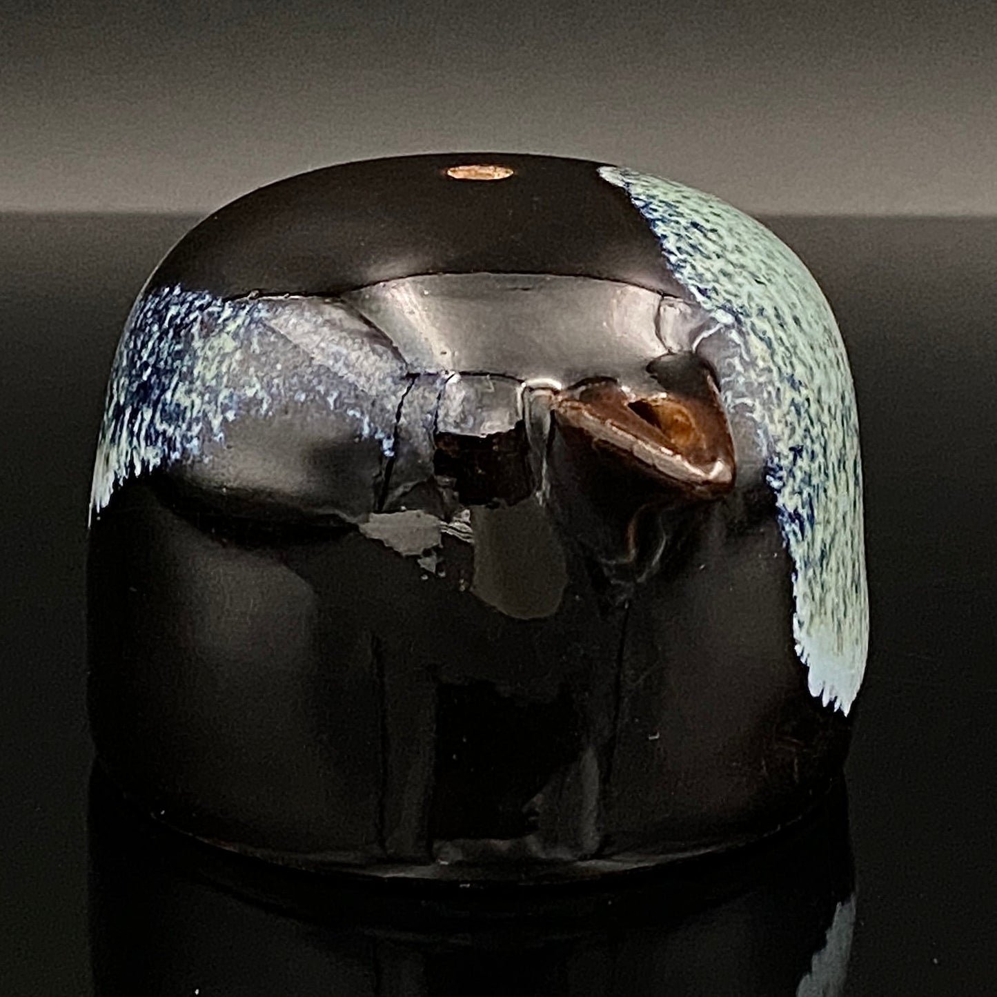 内閣総理大臣賞受賞作家 平安 宋丘 三代目 (久保 義蔵) 作 天目窯変 水滴 ウォータードロッパー ウィスキードロッパー #191