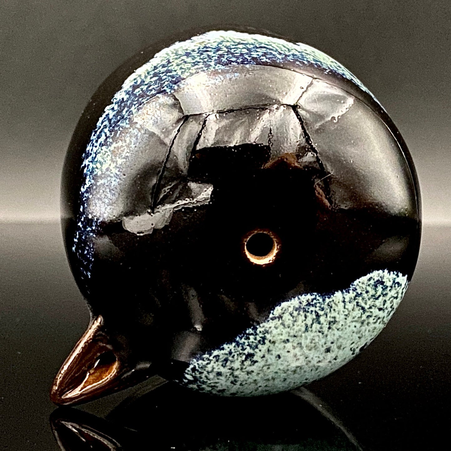 内閣総理大臣賞受賞作家 平安 宋丘 三代目 (久保 義蔵) 作 天目窯変 水滴 ウォータードロッパー ウィスキードロッパー #191