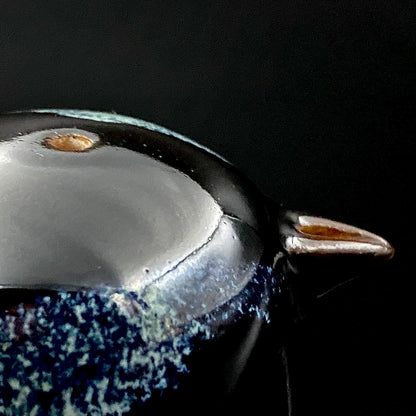 内閣総理大臣賞受賞作家 平安 宋丘 三代目 (久保 義蔵) 作 天目窯変 水滴 ウォータードロッパー ウィスキードロッパー #191