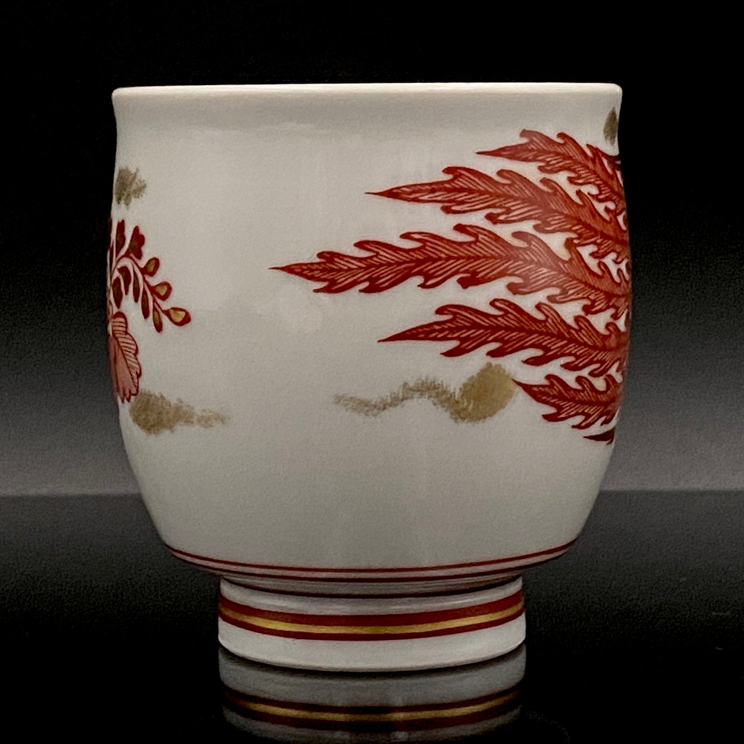 山本 芳岳 最上位作 九谷焼 赤絵細描 金彩赤絵 鳳凰文 ぐい呑み 酒器