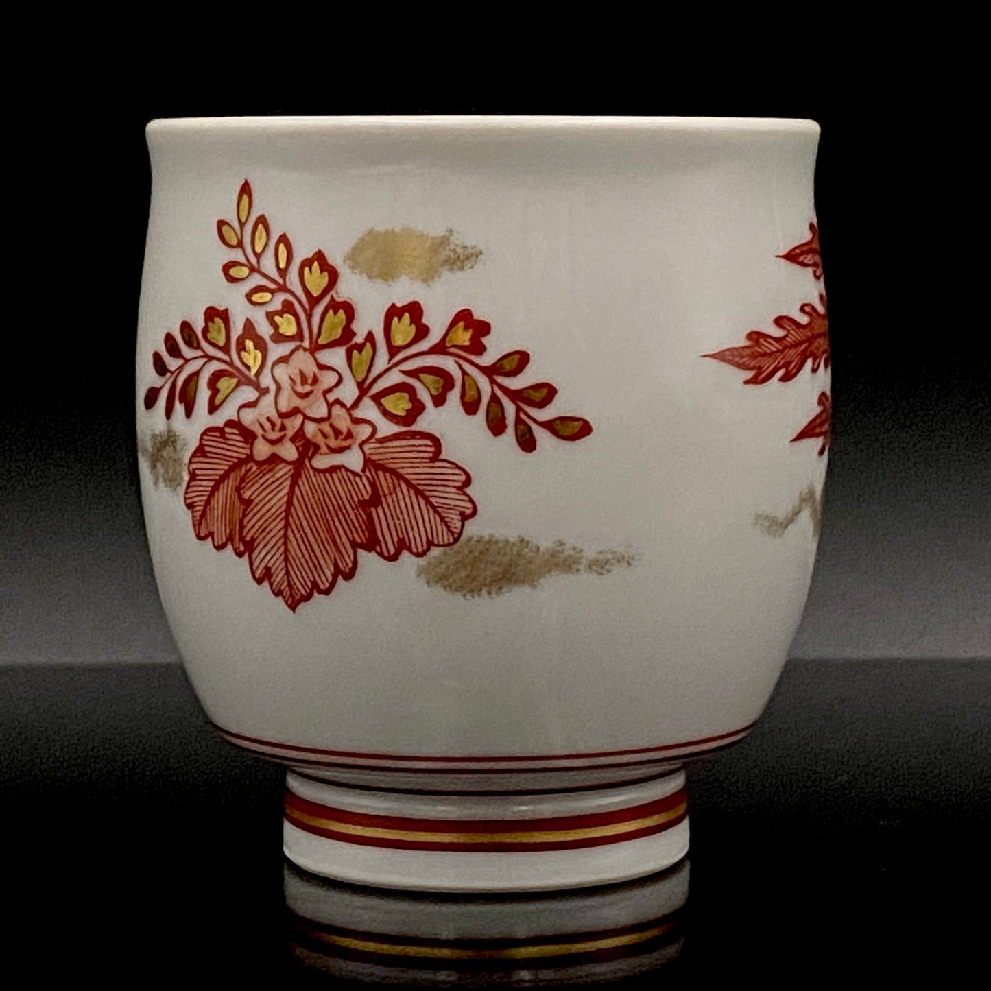 山本芳岳（Yamamoto Hogaku）最上位作 九谷烧 赤绘细描 金彩赤绘 凤凰文 清酒杯 酒器 皇室献礼作家 #193