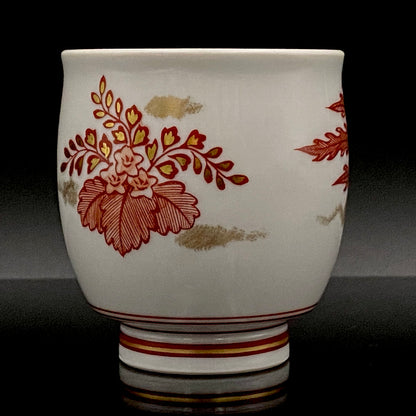 山本芳岳（Yamamoto Hogaku）最上位作 九谷烧 赤绘细描 金彩赤绘 凤凰文 清酒杯 酒器 皇室献礼作家 #193