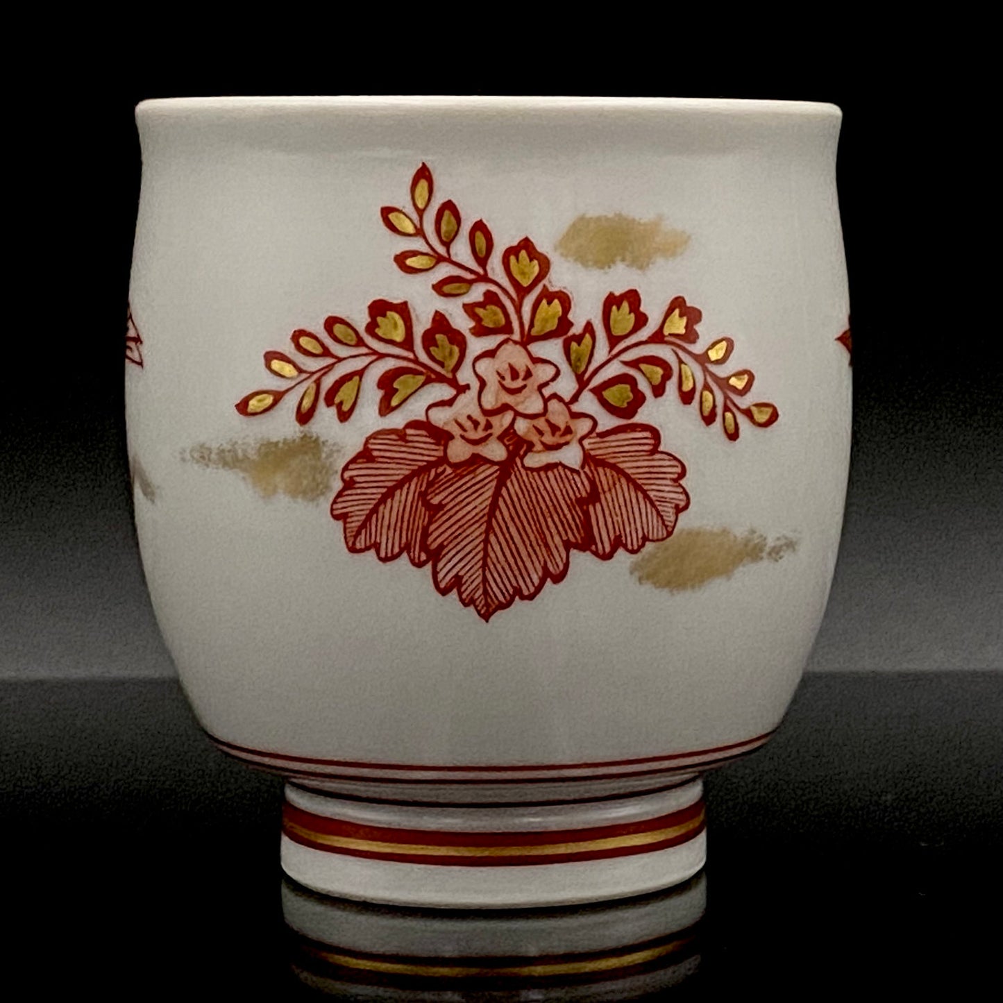 山本芳岳（Yamamoto Hogaku）最上位作 九谷烧 赤绘细描 金彩赤绘 凤凰文 清酒杯 酒器 皇室献礼作家 #193