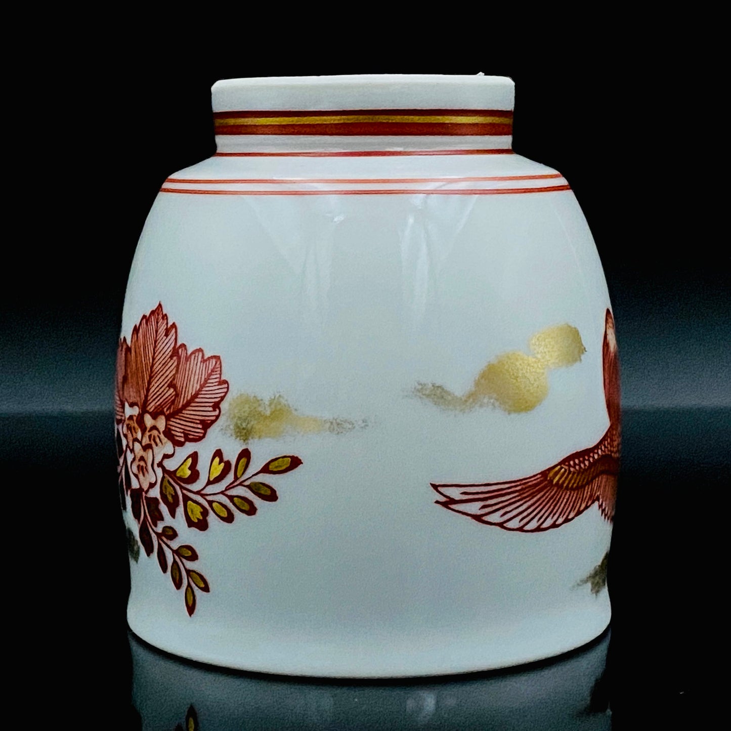 山本芳岳（Yamamoto Hogaku）最上位作 九谷烧 赤绘细描 金彩赤绘 凤凰文 清酒杯 酒器 皇室献礼作家 #193