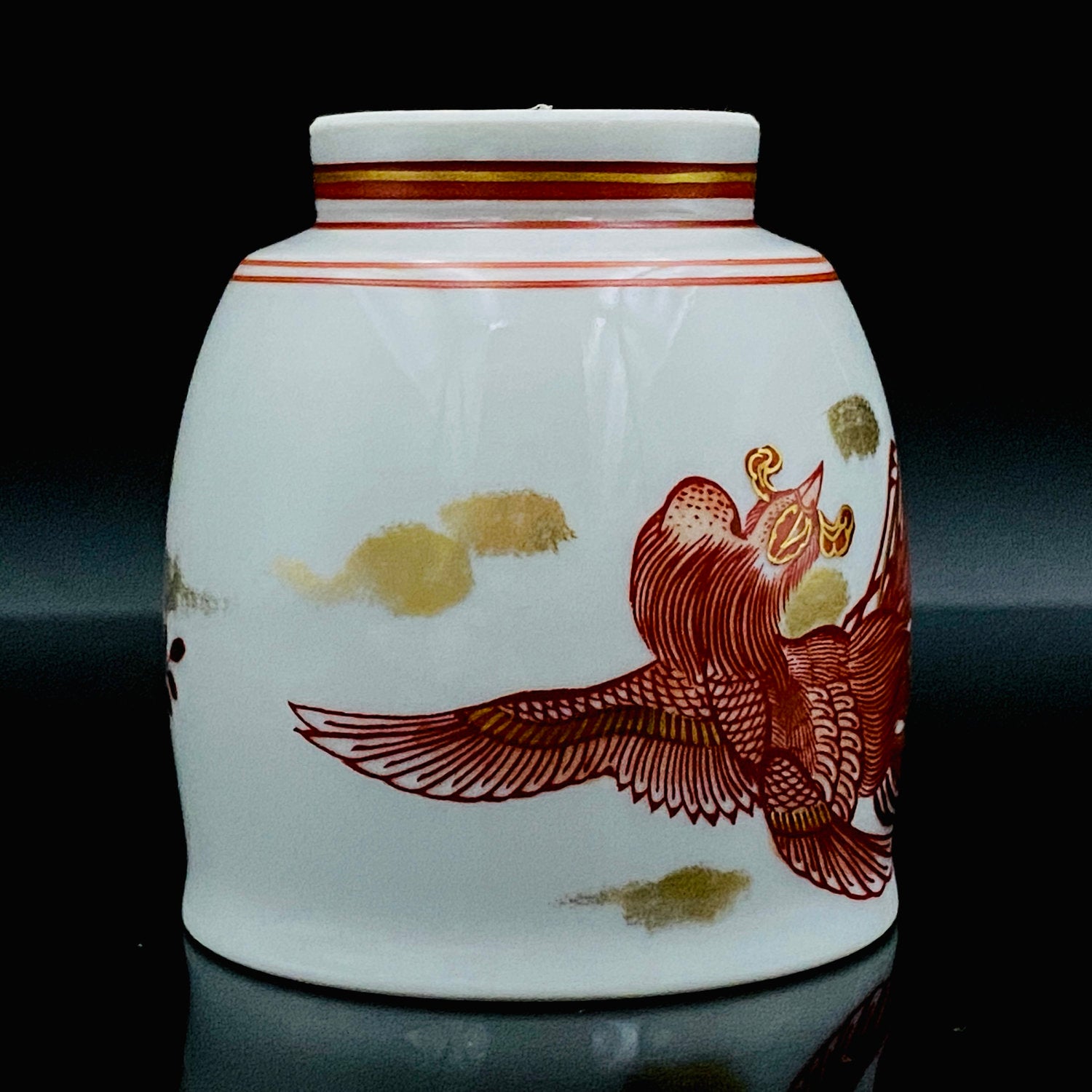 山本 芳岳 最上位作 九谷焼 赤絵細描 金彩赤絵 鳳凰文 ぐい呑み 酒器