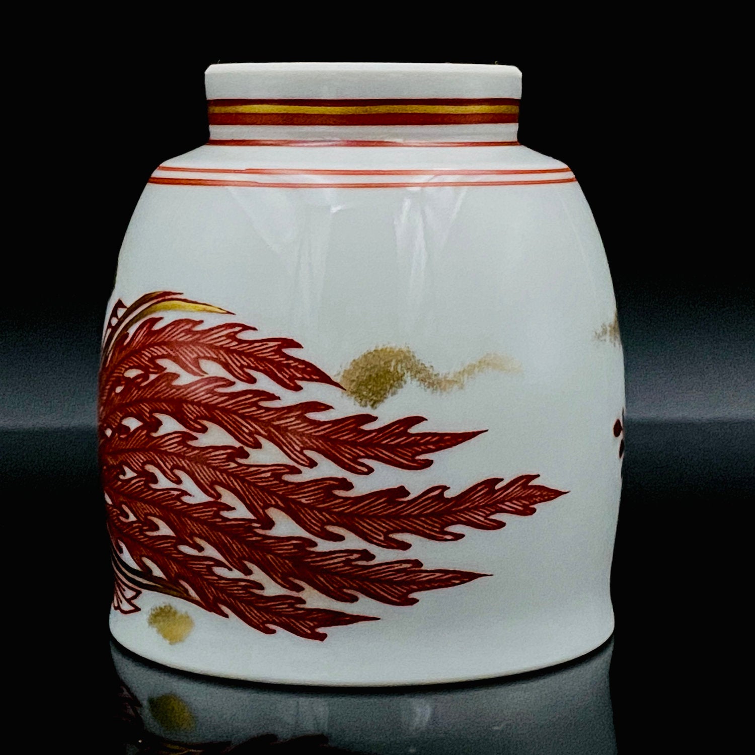 山本 芳岳 最上位作 九谷焼 赤絵細描 金彩赤絵 鳳凰文 ぐい呑み 酒器