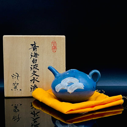 杵筑烧 司窑 铃木健司（Suzuki Kenji）作 青海白波文 练上手镶嵌 水滴 威士忌滴水器 #195
