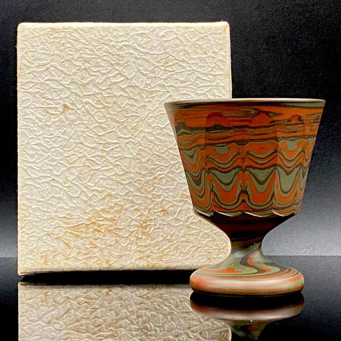 Yohei Konishi, Tokoname Ware Neriage, Horseback Cup (Stem Cup) "Shouchu no Tama" Sake Vessel #197