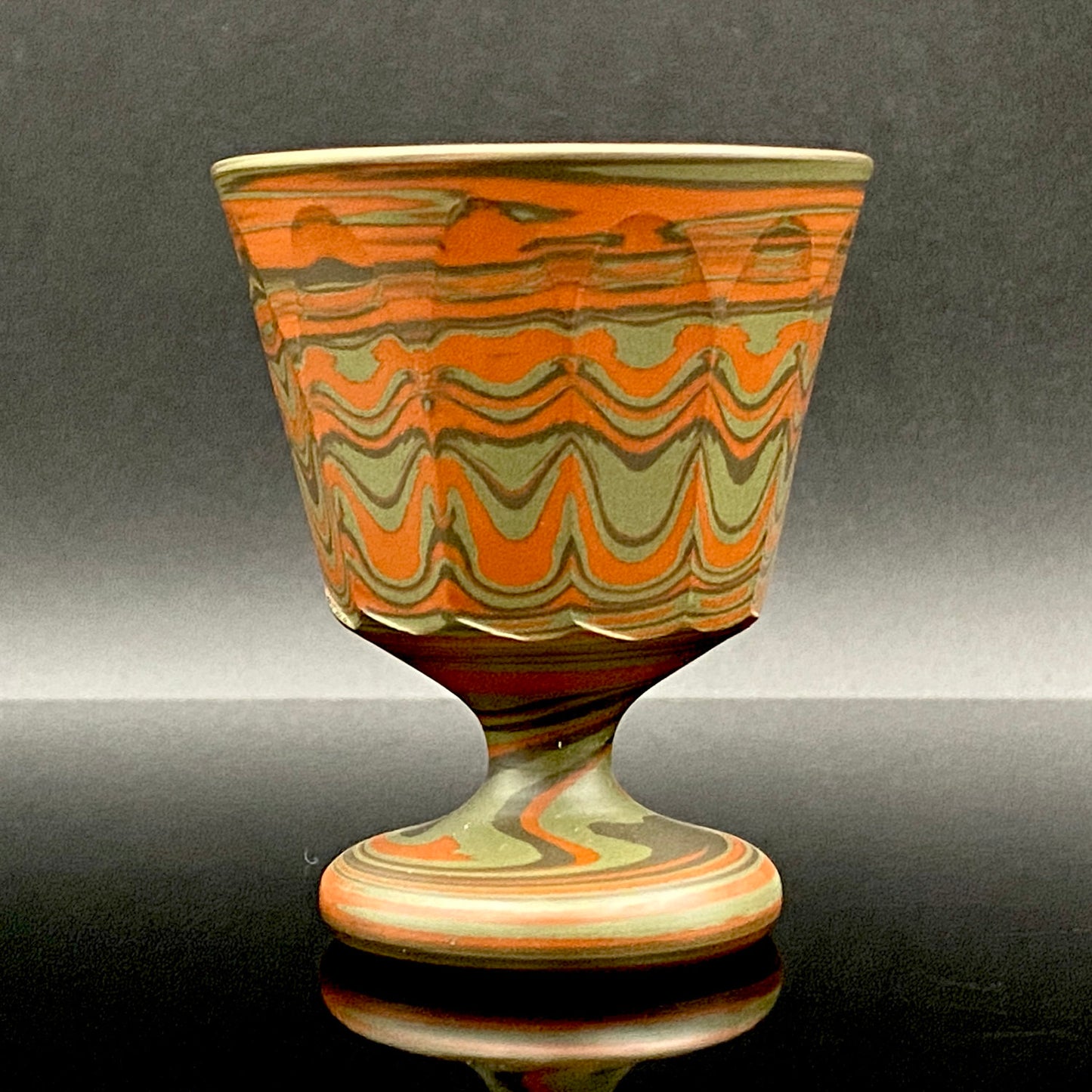Yohei Konishi, Tokoname Ware Neriage, Horseback Cup (Stem Cup) "Shouchu no Tama" Sake Vessel #197