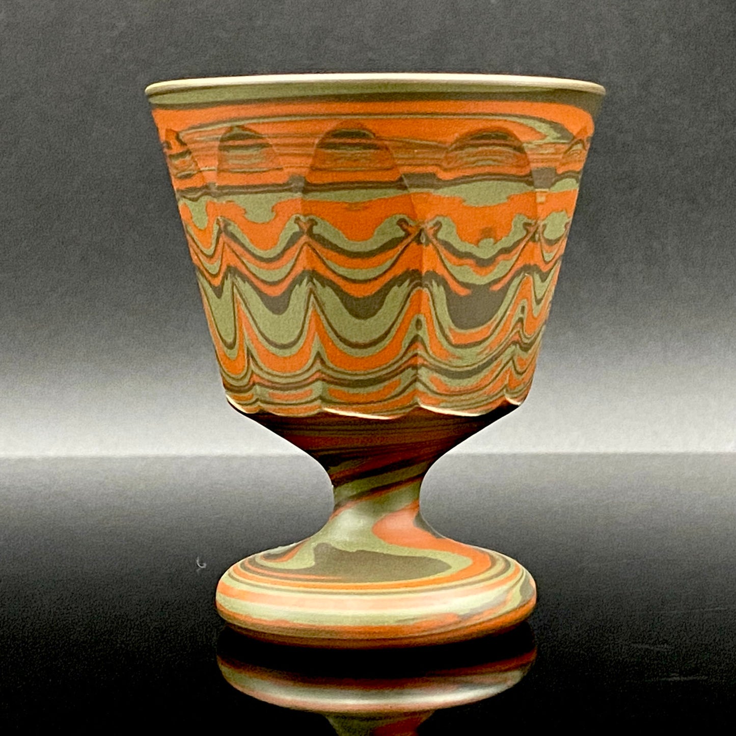 Yohei Konishi, Tokoname Ware Neriage, Horseback Cup (Stem Cup) "Shouchu no Tama" Sake Vessel #197