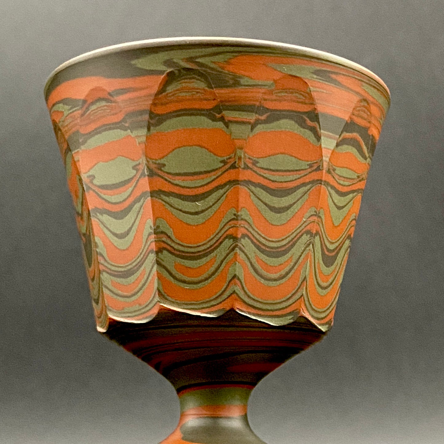 Yohei Konishi, Tokoname Ware Neriage, Horseback Cup (Stem Cup) "Shouchu no Tama" Sake Vessel #197