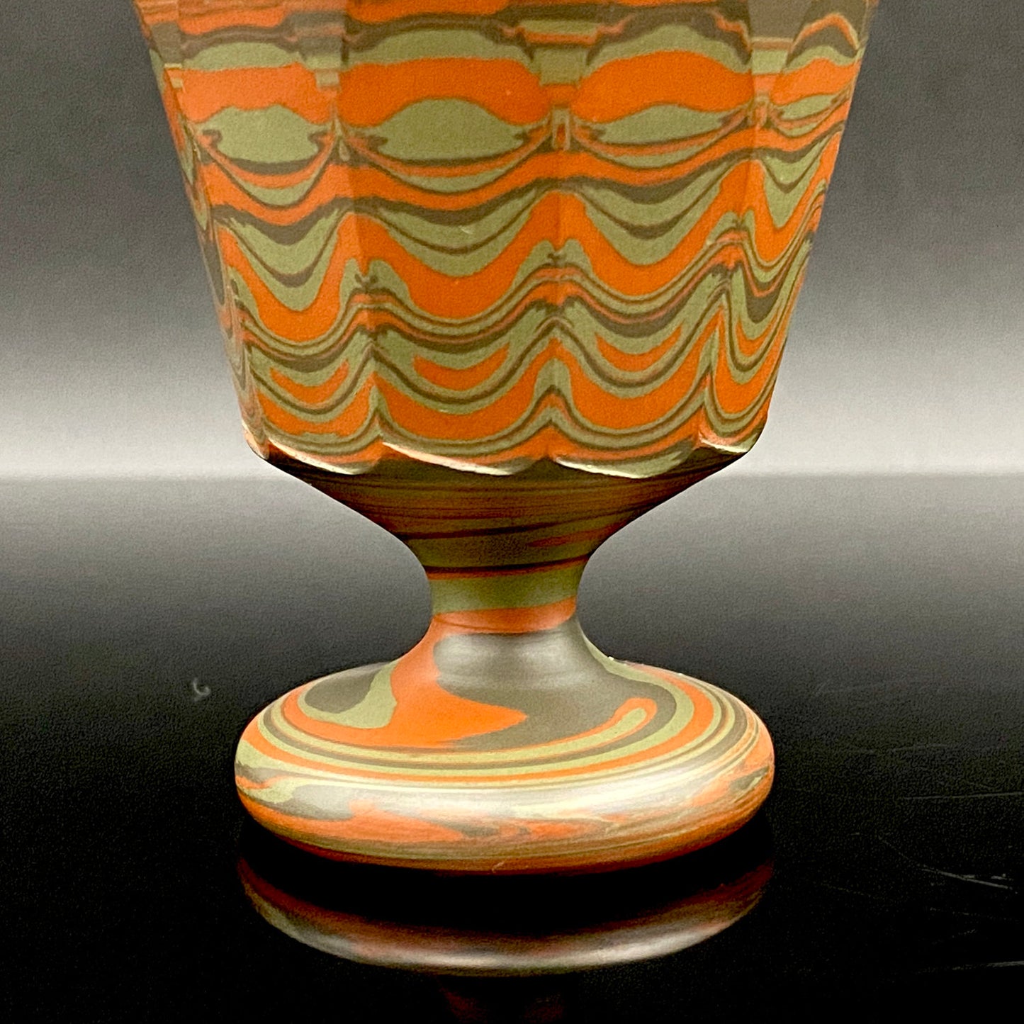 Yohei Konishi, Tokoname Ware Neriage, Horseback Cup (Stem Cup) "Shouchu no Tama" Sake Vessel #197