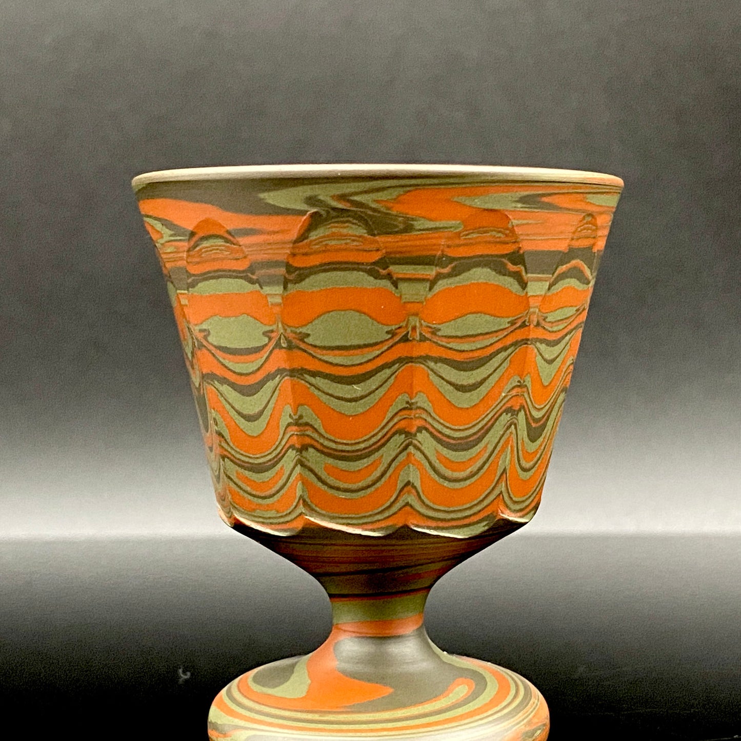 Yohei Konishi, Tokoname Ware Neriage, Horseback Cup (Stem Cup) "Shouchu no Tama" Sake Vessel #197