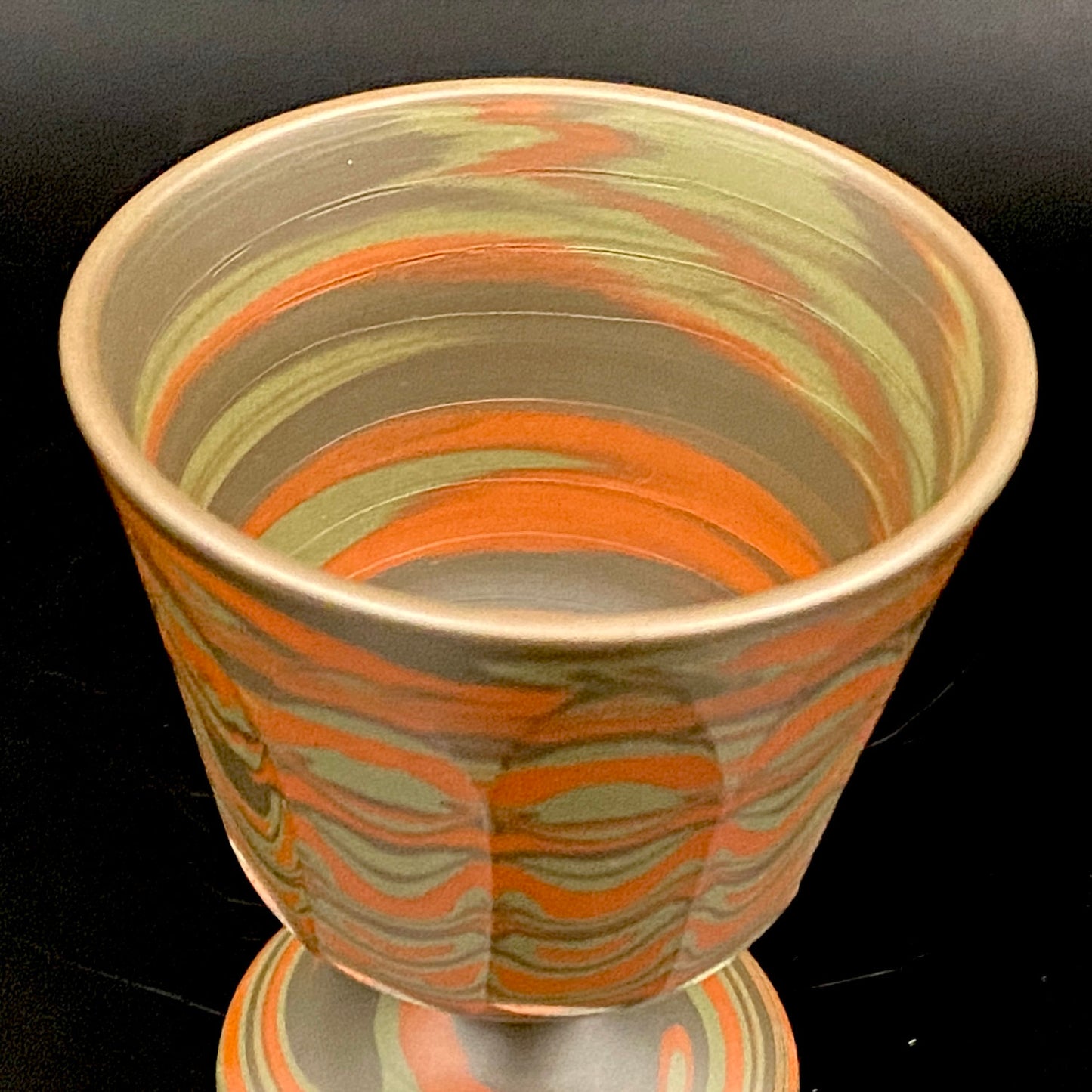 Yohei Konishi, Tokoname Ware Neriage, Horseback Cup (Stem Cup) "Shouchu no Tama" Sake Vessel #197
