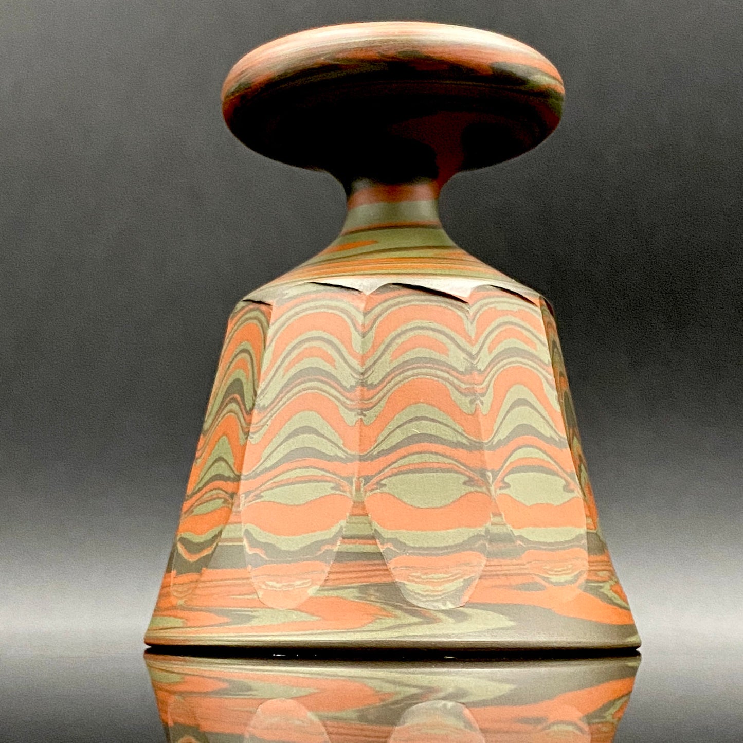 Yohei Konishi, Tokoname Ware Neriage, Horseback Cup (Stem Cup) "Shouchu no Tama" Sake Vessel #197