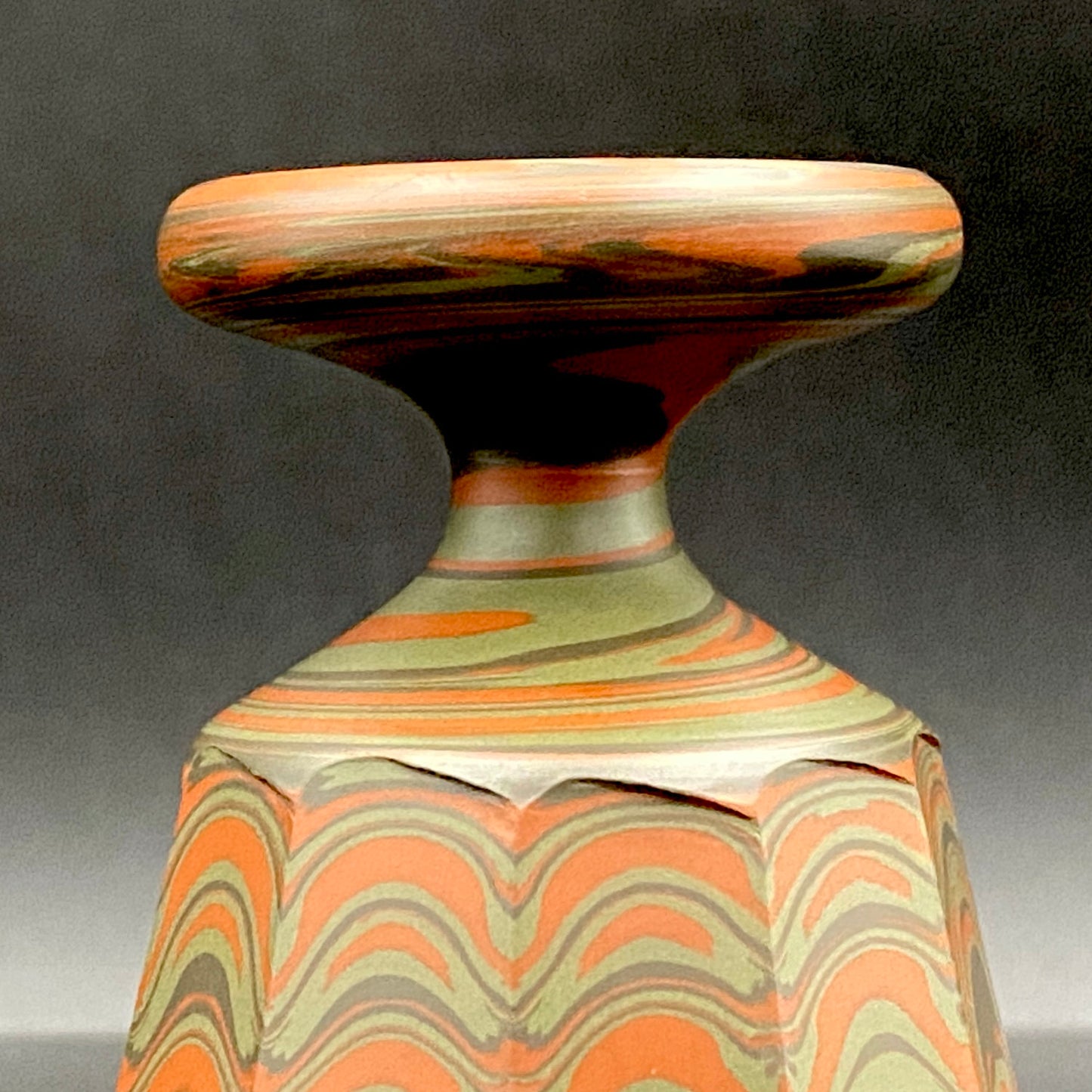 Yohei Konishi, Tokoname Ware Neriage, Horseback Cup (Stem Cup) "Shouchu no Tama" Sake Vessel #197
