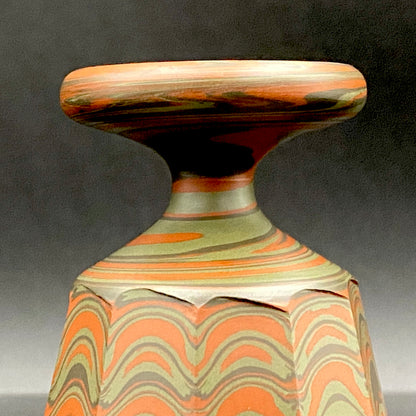 Yohei Konishi, Tokoname Ware Neriage, Horseback Cup (Stem Cup) "Shouchu no Tama" Sake Vessel #197